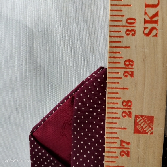 Leonardo Strelli Tie Rack Maroon Off White Swiss Dot Silk NeckTie Made In Italy - Picture 6 of 12